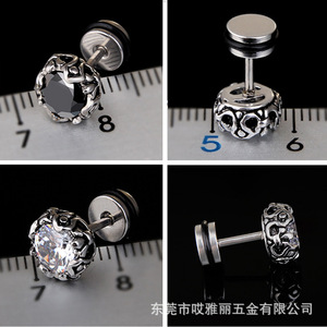 Trendy Retro Zircon <b>Stud</b> <b>Earrings</b> Round Geometric Bezel Setting Zinc Alloy Unisex Fashion Jewelry - Product Image 2