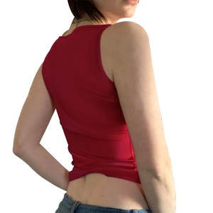 T-shirt senza maniche senza maniche Casual stile estivo su misura t-shirt Top corto a spalla con scollo Slash Slash Top canottiera da donna - Product Image 6