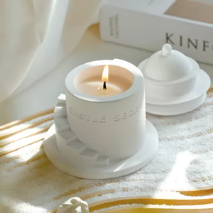 Vela de Cera de Soja de Alta Gama con Aroma a Té para Niñas, Hecha a Mano, Moderna, Resistente al Fuego, con Diseño Creativo de Castillo de Yeso, para el Día de San Valentín - Product Image 1