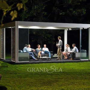 Pergola en aluminium avec rideaux motorisés d'extérieur, ombrage de jardin, volet roulant, écran zippé, pare-vent, pavillon de pergola 3x6 - Product Image 3