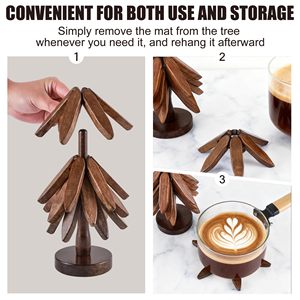 Christmas Tripod Thermal Insulation <strong>Pads</strong> Foldable Tree Shaped Wooden <strong>Cup</strong> Coaster Set Heat-Resistant Anti-Scald Home <strong>Cup</strong> Holder - Product Image 5