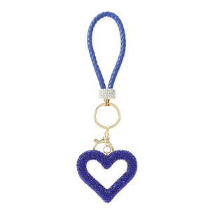 Portachiavi di Lusso con Cordino in Pelle e Diamanti, Borsa per Auto Personalizzata con Strass, Cuore in Metallo Glitterato - Product Image 5