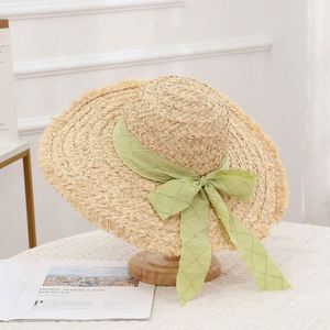 Chapeau de paille en raphia pour femme, à nouer, pour la plage, les vacances, protection solaire extérieure - Product Image 5