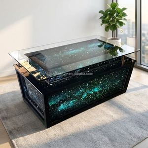 Mesa de Bar con Luz Epoxi Luminosa Multicolor Nebula, Estructura Metálica Resistente, Diseño de Estrellas, para Uso Comercial en Hoteles, Sótanos y Clubs - Product Image 2