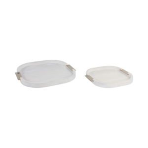 Plateaux carrés arrondis en bois avec poignées métalliques pour le rangement et la décoration de bijoux et de bibelots - Product Image 2