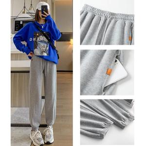 秋季女式长裤运动裤纯色女式口袋宽松跑步慢跑休闲裤 - Product Image 2