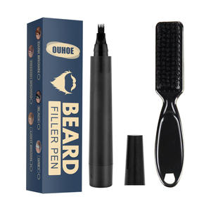 Etiqueta privada OEM OUHOE bifurcado de cuatro cabezas impermeable negro barba <span class=keywords><strong>pluma</strong></span> barba estilo trazado <span class=keywords><strong>pluma</strong></span> barba relleno <span class=keywords><strong>pluma</strong></span> con cepillo - Product Image 1
