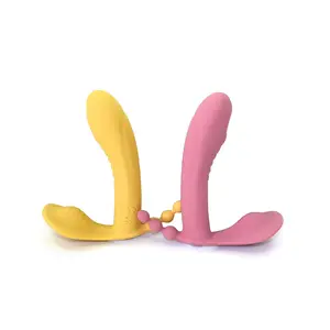 High Quality Adult Pink /Yellow 10 Frequency Vibratioe Wear A Phallus Dildo Vibrator Silicon