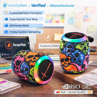 Altavoz Inalámbrico Portátil con Bluetooth, Redondo, Mini, RGB, Resistente al Agua, con Tela, para Exteriores, Precio de Fábrica OEM, Marca Personalizada
