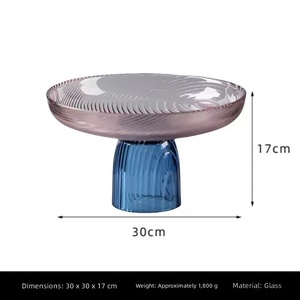 Grande assiette à fruits sur pied personnalisée avec logo, en bleu, rose, noir, ambre, marron, pour la présentation alimentaire - Product Image 4