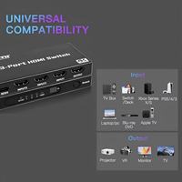 Commutateur HDMI SYONG 3 entrées 1 sortie, commutateur HDMI 2.0 4K30Hz, séparateur 3 ports, sélecteur de commutateur HDMI, pour PS5 Xbox Lecteur DVD Fire