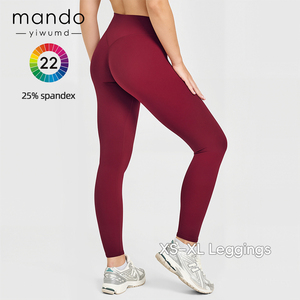 Leggings de yoga taille haute doux à coutures en V, effet push-up, 22 couleurs, 75% Nylon 25% Spandex, tailles XS-XL, vente en gros - Product Image 2