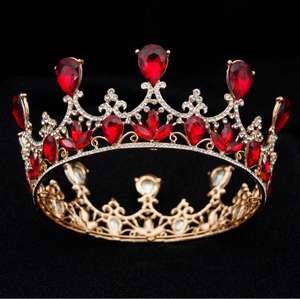 أزياء الكريستال التيجان الباروك تاج مستدير الكلاسيكية الملكي الملكة الملك التيجان الإكليل Prom الزفاف الشعر مجوهرات اكسسوارات - Product Image 3