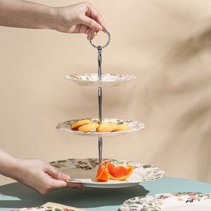 Benutzer definierte 3 Tier Keramik Hochzeit Dessert Obst Snack Cupcake Kuchenst änder für Tea Party Servier platte - Product Image 5