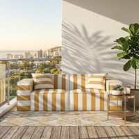 Canapé modulaire d'extérieur Modhomi, canapé de jardin en forme de L, tissu imperméable et résistant aux intempéries, style moderne et simple