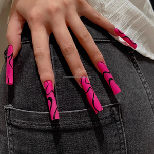 Faux ongles carrés esthétique Y2K <span class=keywords><strong>French</strong></span> Tip faits à la main <span class=keywords><strong>pour</strong></span> <span class=keywords><strong>manucure</strong></span> de fête - Product Image 4