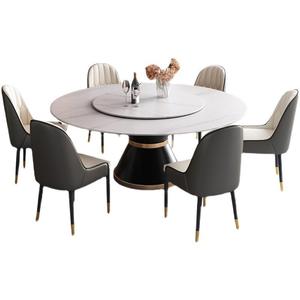 Bàn ăn đá phiến đơn giản và ghế kết hợp bàn tròn lớn với bàn xoay tròn nhà phòng ăn đồ nội thất - Product Image 2