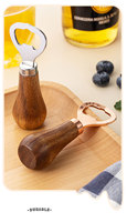 Ouvre-boîte et ouvre-bouteille manuel en acier inoxydable avec poignée en bois, design ours, en métal