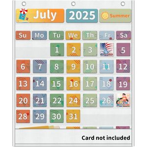 <b>Calendar</b> Pocket Chart 48 Pockets Non-woven Fabric Time Management Back To School Rectangle Minimalist Design - Product Image 2