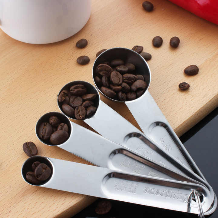 Kitchen Measuring Cups and Spoons Set for Baking Stackable Set of Measuring Cups Spoons with 2 Rings Cooking Grilling