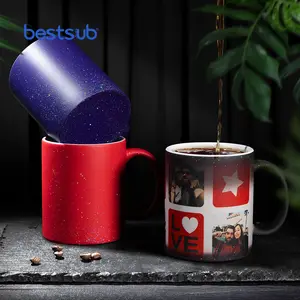BestSub-Tazas mágicas con foto que cambian de Color, tazas de cerámica esmaltada, sublimación StarSky personalizada, 11oz, venta al por mayor, gran oferta