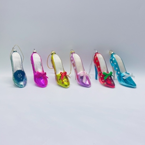 Usine En Gros Verre <span class=keywords><strong>Cendrillon</strong></span> Chaussure Pendentif Princesse Couronne Ornement En Verre À Talons Hauts - Product Image 5