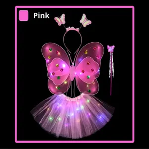 Glühende Schmetterlings flügel Licht zurück Dekoration Kinder Requisiten Prinzessin Fee Zauberstab Dreiteiliges Set für Ramadan Zubehör - Product Image 5