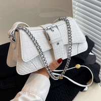 Sac à main chaîne élégant en cuir de crocodile de luxe, sac à bandoulière pour téléphone portable, sac à main pour femmes