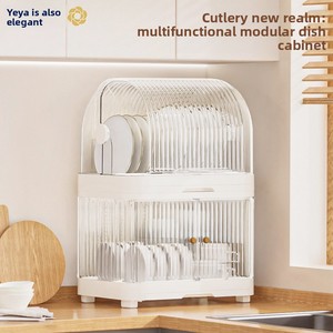 Égouttoir <span class=keywords><strong>de</strong></span> comptoir non pliable en plastique <span class=keywords><strong>de</strong></span> luxe léger pour évier <span class=keywords><strong>de</strong></span> cuisine, avec porte <span class=keywords><strong>de</strong></span> <span class=keywords><strong>rangement</strong></span> et égouttoir supérieur pour tasses, pour <span class=keywords><strong>armoire</strong></span> <span class=keywords><strong>de</strong></span> cuisine, respirant - Product Image 2