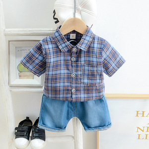 Di Alta Qualità di modo Dei Vestiti Per I <span class=keywords><strong>Bambini</strong></span> <span class=keywords><strong>Bambini</strong></span> Abiti <span class=keywords><strong>Plaid</strong></span> Set 2-piece Set Per Il Ragazzo Che Indossa - Product Image 1