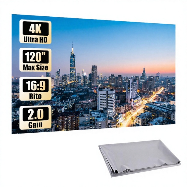 ALR Projector Screen 100 Inch 4K HD Foldable 3D Anti-light Fabric Portable Projection Screen Movies Home Theater 16:9