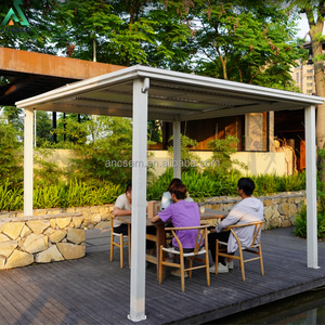 Pergola en aluminium ANCSEM économique, résistante aux intempéries, avec toit plat, gouttière optionnelle, mur rideau, murale ou autoportante, pour patio et <span class=keywords><strong>jardin</strong></span> - Product Image 1