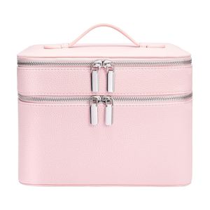 Trousse de Maquillage Double Couche Imperméable avec Fermeture Éclair, Sac de Maquillage Professionnel Portable, Étui de Rangement pour Soins de la Peau et Cils, Multiples Compartiments - Product Image 1