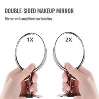 Miroir de maquillage portable double face en métal 1X 2X grossissant, miroir de table sur pied
