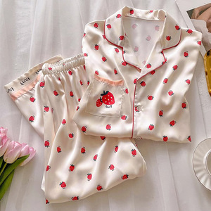 <span class=keywords><strong>Pigiama</strong></span> in Seta Ghiaccio di Lusso <span class=keywords><strong>Leggero</strong></span> da Donna, Estivo, Semplice e Comodo, a Maniche Corte e Pantaloni Lunghi, Indossabile anche Fuori Casa, Completo Abbigliamento - Product Image 5