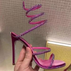 <span class=keywords><strong>Sandalias</strong></span> de tacón alto con diamantes, estilo europeo y americano, ligeras, de una sola pieza, para banquetes de verano, para mujer. - Product Image 2