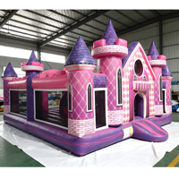 Château gonflable commercial combiné avec toboggan, château gonflable rose princesse pour enfants