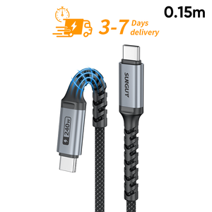 Câble de données USB C 240W 0,15m certifié CE SUNGUY, prêt à être expédié, pour la charge rapide des téléphones mobiles et des voitures - Product Image 1