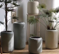 Pot Tanaman Silinder Tinggi dengan Lubang Drainase, Ramah Lingkungan, Terbuat dari Fiber Clay, untuk Luar Ruangan, Rumah, Taman, Balkon