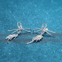 925 joyería de plata esterlina Pass Diamond Test Vvs Moissanite pendientes de aro de lujo 1.04CT borla pendientes de moda para mujeres