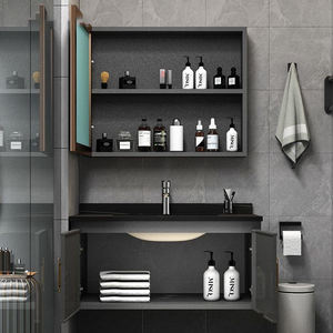 Mueble de Baño de Aluminio Espacial de Estilo Moderno y Lujoso <span class=keywords><strong>Jmo</strong></span>, Combinación Minimalista para Apartamentos Pequeños, Lavabo para Baño - Product Image 3