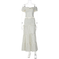 Ensemble jupe longue et haut sexy sans bretelles à manches raglan, style frais et tendance, à pois avec nœud latéral, pour femme