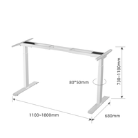 Bureau debout électrique à double moteur, hauteur réglable, structure métallique moderne