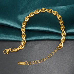 Dainty Stainless Steel <b>Ball</b> Inlay Wave Chain Hypoallergenic Trendy Fashion Women's <b>Bracelet</b> - Product Image 4