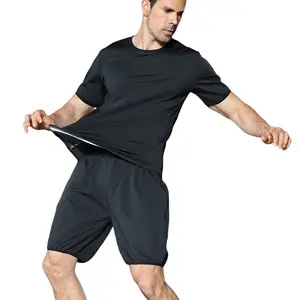 Custom Logo Men Sauna Suit Weight Loss Slimming Body Shaper Fat Burning Suit Sweat Tank Top Shorts