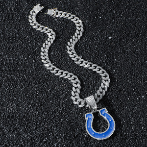 สร้อยคอจี้รูปเกือกม้าทรงตัวยู สไตล์ฮิปฮอป แฟชั่นสตรีทแวร์สำหรับผู้ชาย สร้อยคอโลหะผสมแบบ Cuban Link  เครื่องประดับแฟชั่น - Product Image 3