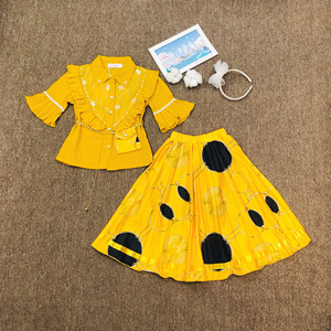Ensemble chemise à volants et jupe plissée avec ceinture et sac à main pour <span class=keywords><strong>fille</strong></span>, nouvelle collection é<span class=keywords><strong>t</strong></span>é Elsali4-9-year-old - Product Image 3