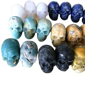 längliche kristall schädel Suppliers-Dekorativer Mini-Kristalls chädelkopf Rock Kleine Schädel, die geschnitzten Kristalls chädelkopf heilen