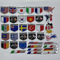 Emblème de voiture en métal, drapeau national, bouclier et badge carte, autocollant décoratif 3D en relief pour calandre de véhicule