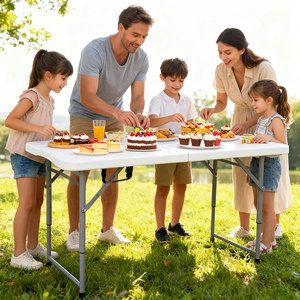 Mesa Dobrável Portátil de Plástico para Exterior, Altura Ajustável, Mesa de Camping e Piquenique - Product Image 6